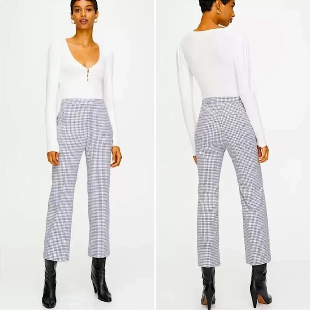 Wilfred Aritzia Gingham Kick Flare Pants High Rise Cropped Size Small - Picture 2 of 11